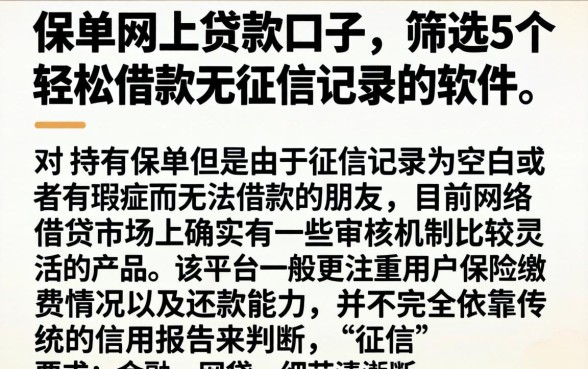 保单网上贷款口子，筛选5个轻松借款无征信记录的软件