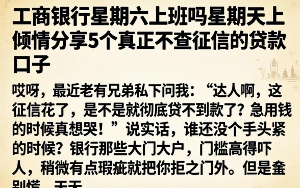 工商银行星期六上班吗星期天上，倾情分享5个真正不查征信的贷款口子