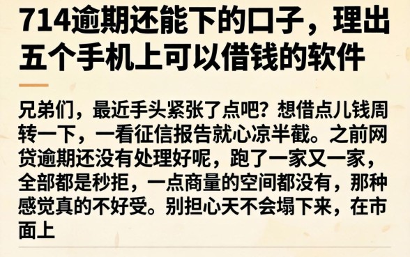 714逾期还能下的口子，理出五个手机上可以借钱的软件