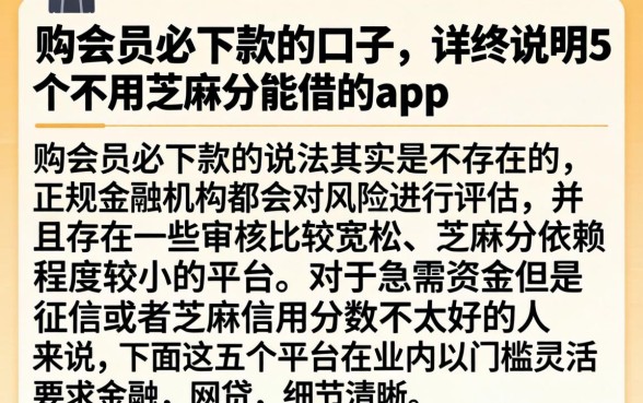 购会员必下款的口子，详尽说明5个不用芝麻分能借的app