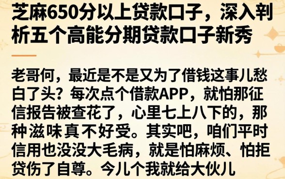 芝麻650分以上贷款口子，深入剖析五个高能分期贷款口子新秀