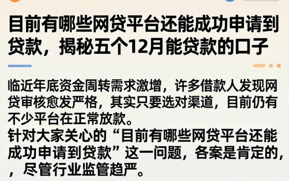 目前有哪些网贷平台还能成功申请到贷款，揭秘五个12月能贷款的口子