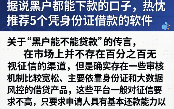 据说黑户都能下款的口子，热忱推荐5个凭身份证借款的软件