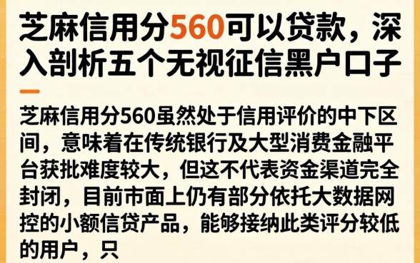芝麻信用分560可以贷款，深入剖析五个无视征信黑户口子