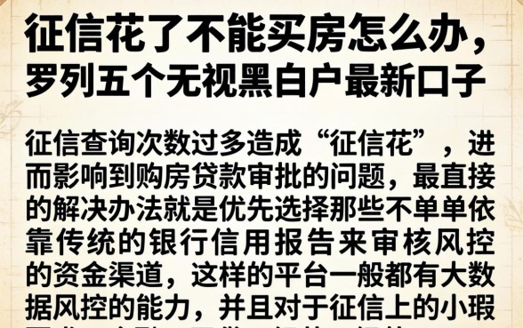 征信花了不能买房怎么办,罗列五个无视黑白户最新口子