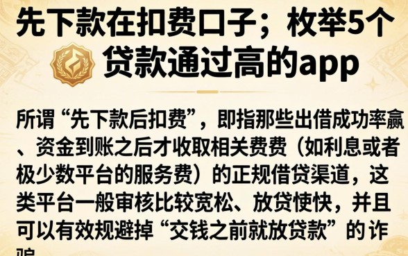 先下款在扣费的口子，枚举5个贷款通过高的app