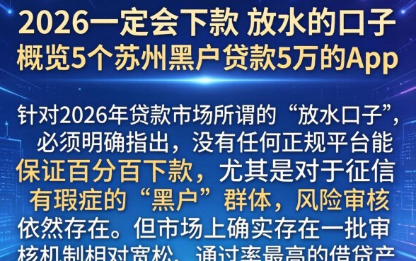 2026一定会下款的放水的口子，概览5个苏州黑户贷款5万的app