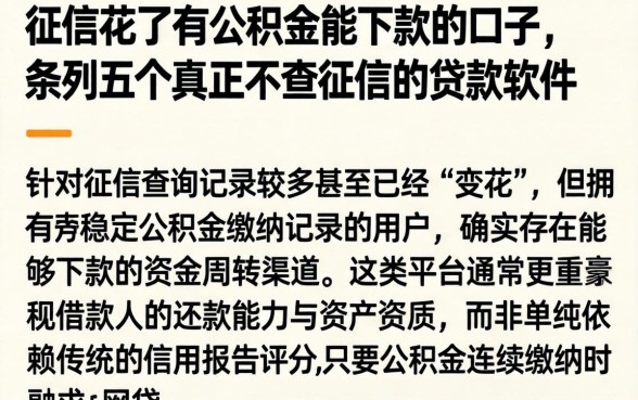 征信花了有公积金能下款的口子，条列五个真正不查征信的贷款软件
