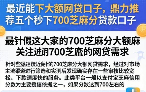 最近能下大额的网贷口子，鼎力推荐五个秒下700芝麻分贷款口子