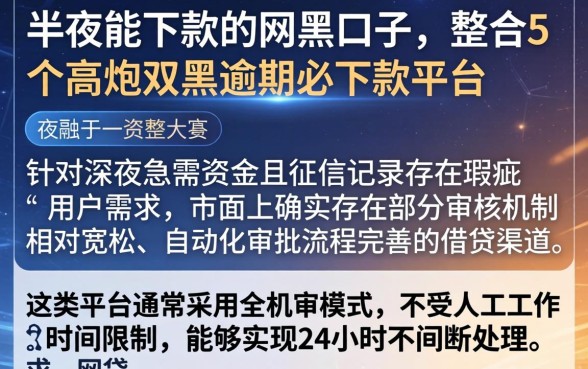 半夜能下款的网黑口子，整合5个高炮双黑逾期必下款平台