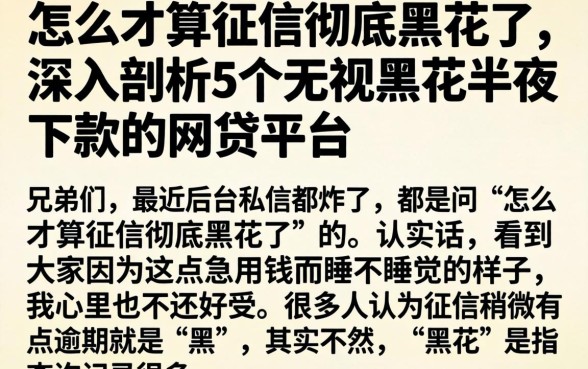 怎么才算征信彻底黑花了，深入剖析5个无视黑花半夜下款的网贷平台