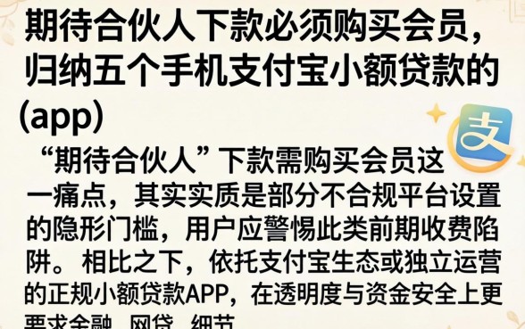 期待合伙人下款必须购买会员，归纳五个手机支付宝小额贷款的app