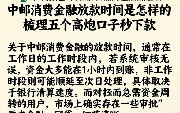 中邮消费金融放款时间是怎样的，梳理五个高炮口子秒下款