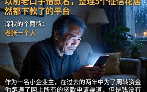 以前老口子借款名，整理5个征信花居然都下款了的平台
