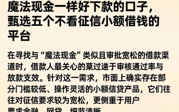 和魔法现金一样好下款的口子，甄选五个不看征信小额借钱的平台