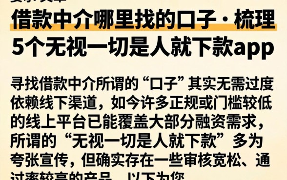 借款中介哪里找的口子，梳理5个无视一切是人就下款app