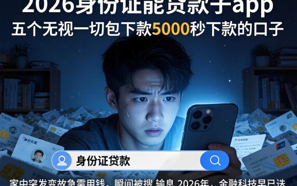 2026身份证能贷款的app，详细阐述五个无视一切包下款5000秒下款的口子