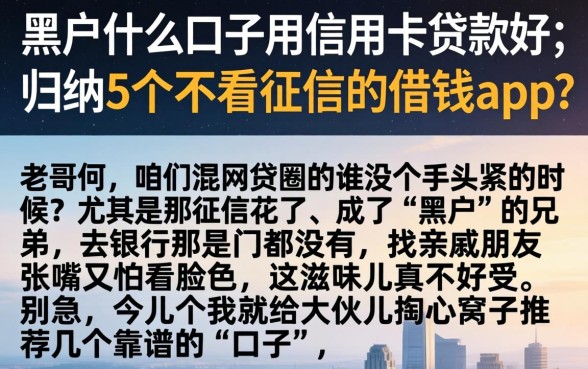 黑户什么口子用信用卡贷款好，归纳5个不看征信的借钱app