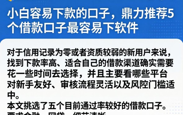 小白容易下款的口子，鼎力推荐5个借款口子最容易下软件