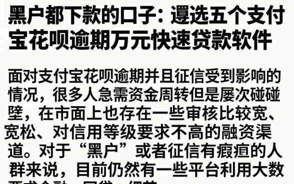 黑户都下款的口子，遴选五个支付宝花呗逾期万元快速贷款软件
