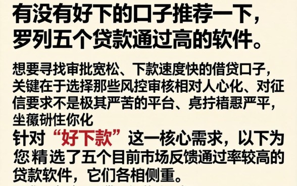 有没有好下的口子推荐一下，罗列五个贷款通过高的软件