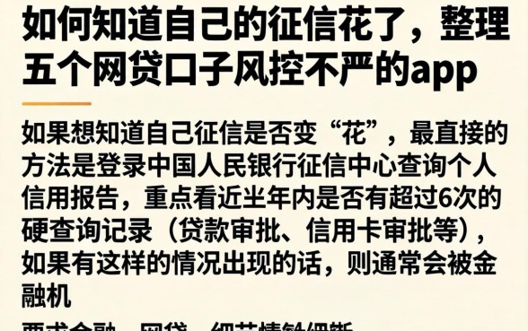 如何知道自己的征信花了，整理五个网贷口子风控不严的app