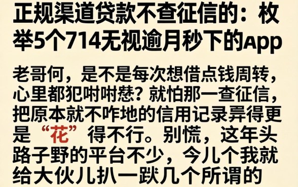 正规渠道贷款不查征信的，枚举5个714无视逾期秒下的app