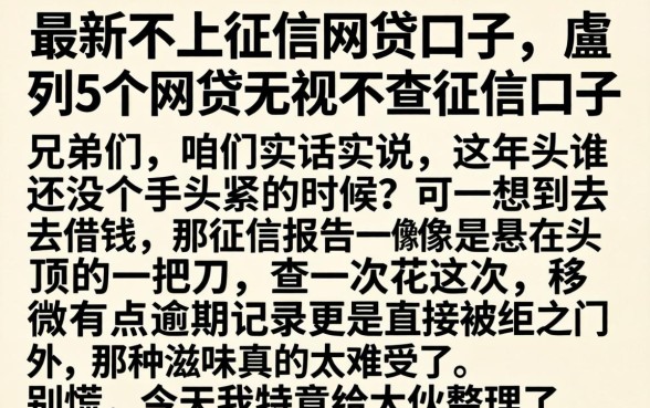 最新不上征信网贷口子，胪列5个网贷无视不查征信口子