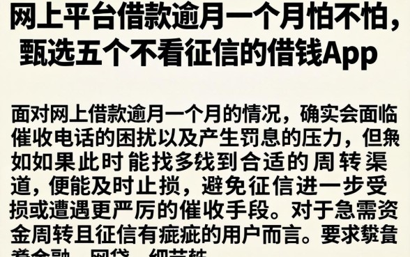 网上平台借款逾期一个月怕不怕，甄选五个不看征信的借钱app
