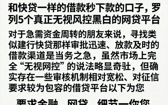 和快贷一样的借款秒下款的口子,罗列5个真正无视风控黑白的网贷平台