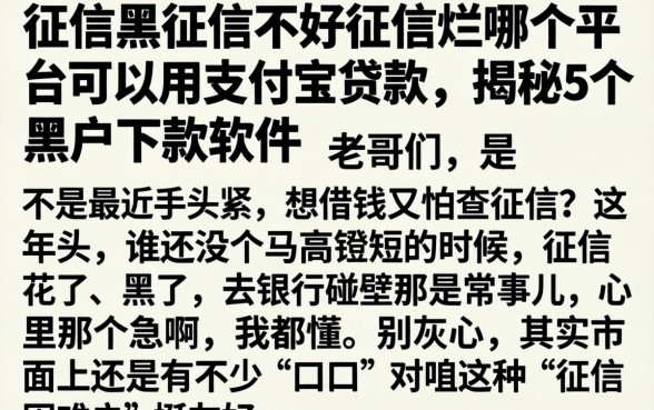 征信黑征信不好征信烂哪个平台可以用支付宝贷款，揭秘5个黑户下款软件