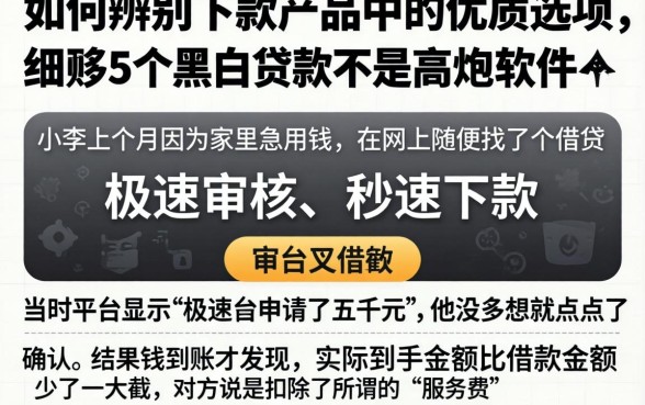 如何辨别下款产品中的优质选项，细致阐述5个黑白贷款不是高炮的软件