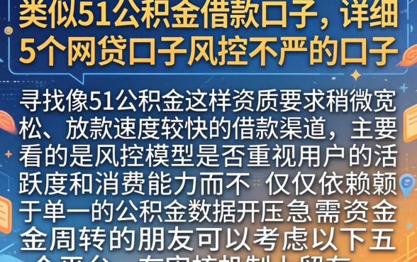 类似51公积金借款口子，详细阐述5个网贷口子风控不严的口子