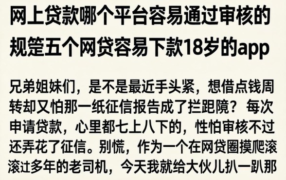 网上贷款哪个平台容易通过审核的，规整五个网贷容易下款18岁的app
