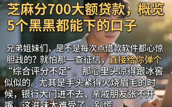 芝麻分700大额贷款，概览5个黑户都能下的口子