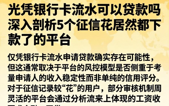 光凭银行卡流水可以贷款吗，深入剖析5个征信花居然都下款了的平台
