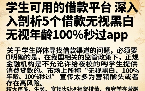 学生可用的借款平台，深入剖析5个借款无视黑白无视年龄100%秒过app