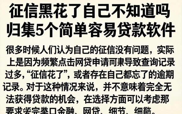征信黑花了自己不知道吗，归集5个简单容易贷款软件