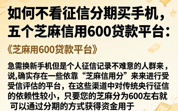 如何不看征信分期买手机，详细阐述五个芝麻信用600贷款平台