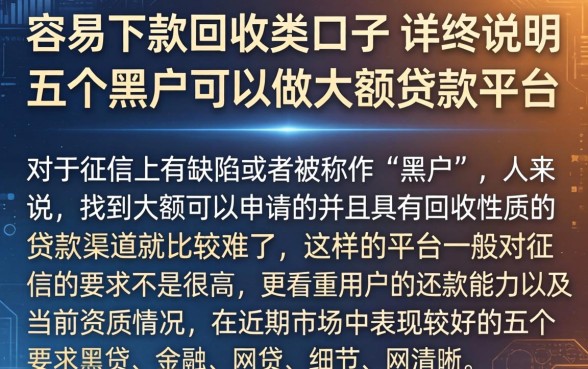 容易下款回收类口子，详尽说明五个黑户可以做大额贷款平台