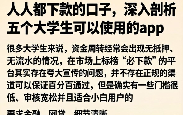 人人都下款的口子，深入剖析五个大学生可以使用的app