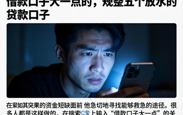 借款口子大一点的，规整五个放水的贷款口子