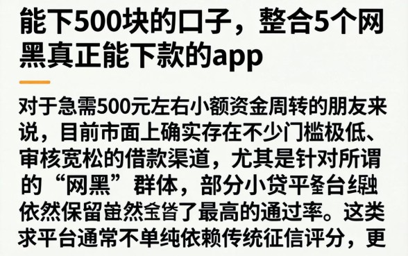 能下500块的口子，整合5个网黑真正能下款的app