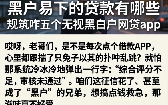 黑户易下的贷款有哪些，规整五个无视黑白户网贷app