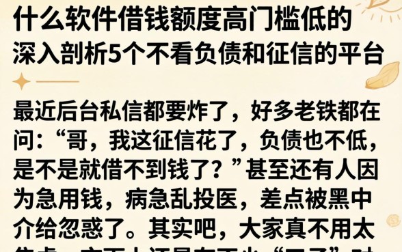 什么软件借钱额度高门槛低的，深入剖析5个不看负债和征信的平台