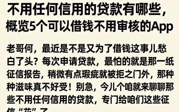 不用任何信用的贷款有哪些，概览5个可以借钱不用审核的app