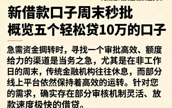 新借款口子周末秒批，概览五个轻松贷10万的口子