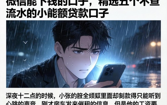 微信能下钱的口子，精选五个不查流水的小额度贷款口子