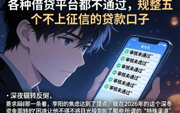 各种借贷平台都不通过，规整五个不上征信的贷款口子