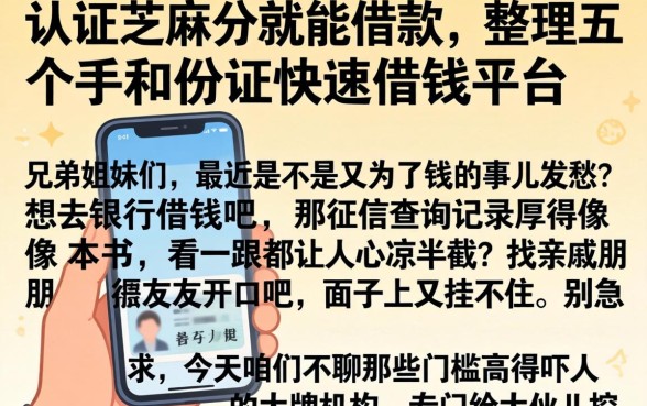 认证芝麻分就能借款，整理五个手机和身份证快速借钱平台